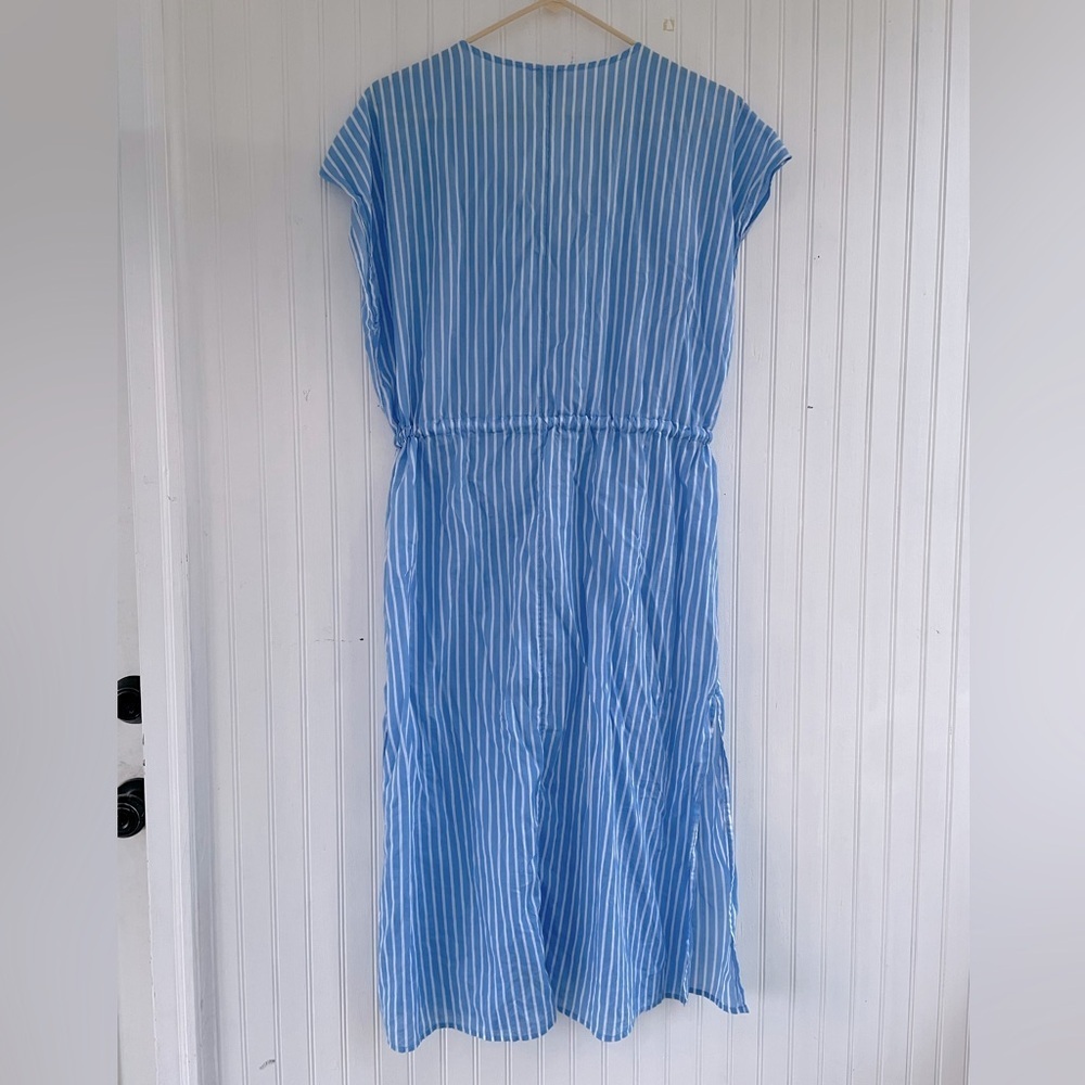 J.Crew Factory Women's Blue White Cover-up Midi Dress with Rope Tie Size Small - Picture 3 of 10